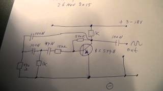 sine wave RC oscillator 500 Hz etc with 1 transistor schematic [upl. by Molahs]