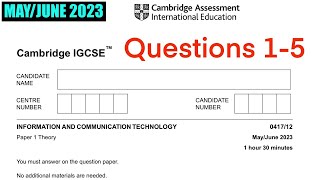 ICT iGCSE theory paper 1 walkthrough 041712 MayJune 2023 Questions 15 revision under 15min [upl. by Jacquet130]