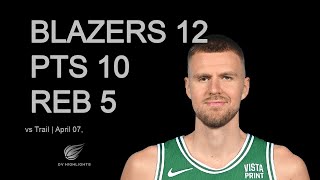 Kristaps Porzingis vs Trail Blazers 12 pts 10 reb 5 blk  April 07 2024 [upl. by Odlavso]