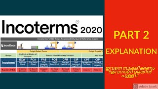 INCOTERMS PART 2  EXPLANATION MALAYALAM [upl. by Heindrick]