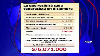 Congresistas recibirán más de S 46 mil en diciembre [upl. by Danika]