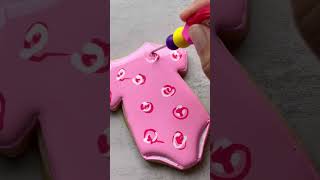 Decorating a Onesie Cookie with WetOnWet Rose Pattern [upl. by Edya]