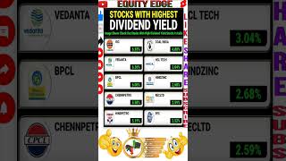 HIGHEST DIVIDEND YIELD STOCKS 🇮🇳 dividend highestdividend stockmarketshort vedanta ioc bpcl [upl. by Kimmie]