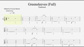 Greensleeves  Classical Guitar  Easy Guitar Tab  Playthrough [upl. by Rammaj]