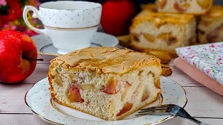 Gâteau aux pommes en 5 min de travail  moelleux et sans levure  5 ingrédients [upl. by Remliw]