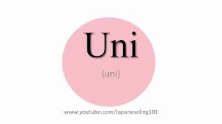 How to Pronounce Uni [upl. by Milissent]