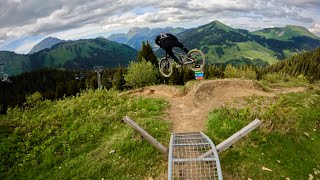 Morgins Bikepark Follow Cam with Vincent Poupon amp Jerome Bouchet [upl. by Gabel]