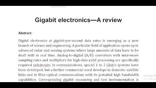 Gigabit electronics—A review [upl. by Benedikt]