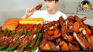 ASMR MUKBANG 집밥 직접 만든 대왕 등갈비찜 고추김치 계란후라이 먹방 amp 레시피 Galbijjim Korean Home Meal EATING REAL SOUND [upl. by Gillian574]