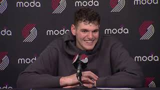 Donovan Clingan Postgame Interview  Portland Trail Blazers 124 Utah Jazz 86 [upl. by Linell483]