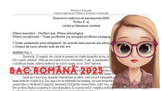 REZOLVARE MODEL BAC ROMANA 2025  PROFIL REAL SI UMAN [upl. by Bertsche259]