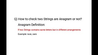 How to check two Strings are Anagram or not in Java  Java Interview Questions  Latest  2024 [upl. by Nolla]