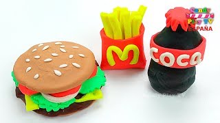 Play Doh Hamburguesa Papas fritas y CocaCola McDonalds  Aprende Colores Con Play Doh para niños [upl. by Munt]