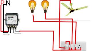 HOUSE WIRING SINGLE PHASE ENERGY METER WITH LIGHT FAN CONNECTIONmanojshakya5599 [upl. by Lleynod]