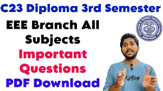 C23 Diploma 3rd Sem  EEE Branch all subjects important questions download here  bsdvp telugu tech [upl. by Timoteo195]