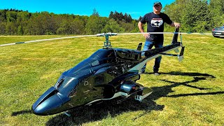 WORLD´S LARGEST RC AIRWOLF BLACK BELL222 ELECTRIC SCALE 135 MODEL HELICOPTER FLIGHT DEMONSTRATION [upl. by Sari]