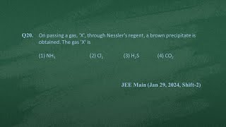 Q20 JEE Main Chemistry PYQ Jan 29 2024 Shift 2  Salt Analysis  NEON JEE NEET [upl. by Tory41]