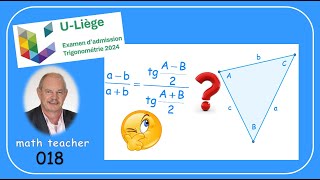 Examen dadmission à luniversité de Liège  Trigonométrie 018 [upl. by Llednar]