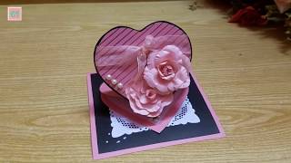 Beautiful handmade Popup Valentine day card for her 💞 [upl. by Onid]