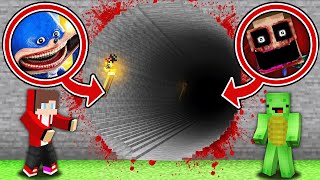 Mikey and JJ Found Longest Scary Shin Sonic and Mimic Tunnel at Night in Minecraft  Maizen [upl. by Brey]