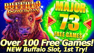 BIG WIN NEW Buffalo Power Pay slot 73 MAJOR Free Games becomes over 100 at the Palms in Las Vegas [upl. by Llenral]