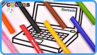 Electronic  Laptop Big Marker Pencil Coloring Pages  Akn Kids House [upl. by Janeta]