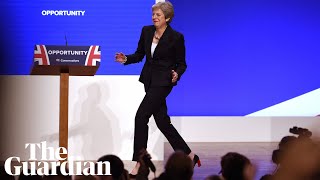 Theresa May dances on to the stage at the Tory party conference [upl. by Loredana]