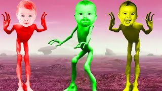 Little Babies Dame Tu Cosita Challenge Finger Family Songs Funny Alien Learn Colors Nursery Rhymes [upl. by Ades754]