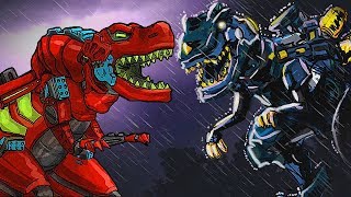 TRex Soldier VS Tyranno Red  Dino Robot Battle Arena [upl. by Glarum]