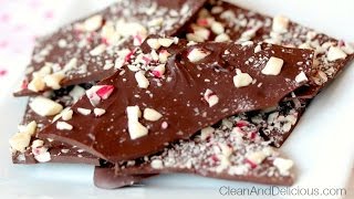 Dark Chocolate Peppermint Bark Recipe  Healthy Holiday Treat [upl. by Ethe]