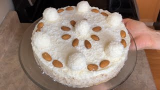 Raffaello TortaCake Jednostavna i Ukusna Simple and Delicious cake tasty coconut almond [upl. by Llevram]