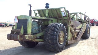 WHEEL TRACTOR SCRAPER Big DIESEL Engines Cold Start and Working [upl. by Gareth756]