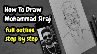 How To Draw Mohammad Siraj drawing full outline mohammadsiraj rcb drawing tutorial sketching [upl. by Bonns466]