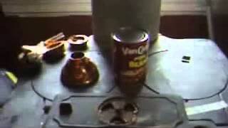 Homemade Waste Oil Burner In A Wood Stove [upl. by Fitzpatrick]