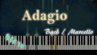 BachMarcello  Adagio in D minor  Slow Piano Tutorial [upl. by Enneillij830]