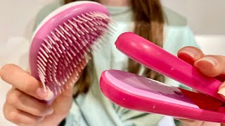 ASMR Brushing Combing  Straightening your hair  actual camera combing  Spray sounds  No talking [upl. by Anehc]