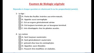 Examen de biologie végétale botanique Partie 1 [upl. by Anahsar]