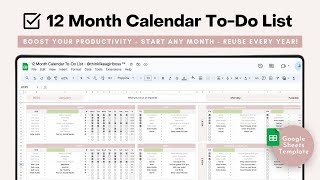 Calendar Checklist Template  12 Month Google Sheets Calendar Planner  Habit Tracker 2024 [upl. by Mercer]