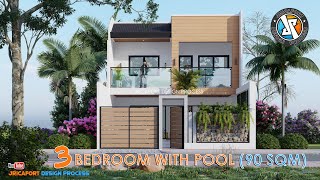 90 sqm 3 BEDROOM WITH POOL House Design [upl. by Thrift]