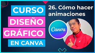 Curso DISEÑO GRÁFICO en CANVA  26 Cómo hacer animaciones en Canva [upl. by Calmas]