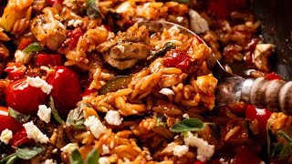 One Pot Greek Chicken Risoni Orzo [upl. by Osnofledi]