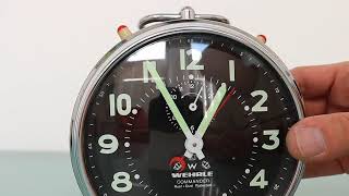 SOLD WEHRLE COMMANDER Repeat Alarm TOP Clock Black Dial GERMANY Vintage Mantel RARE [upl. by Yecaj787]