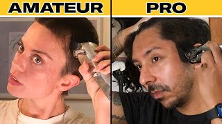 Pro Barber Teaches Amateurs How to Shave Their Heads  GQ [upl. by Hsetirp]