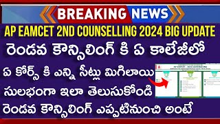 AP EAMCET 2nd counselling 2024 College Wise Vacant Seats  AP EAMCET 2nd Counselling Dates 2024 [upl. by Warde262]