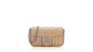 Gucci GG Marmont Matelasse Aria Super Mini Flap Shoulder Bag Rose Beige [upl. by Kamila874]