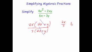 Simplifying Algebraic Fractions [upl. by Barden]