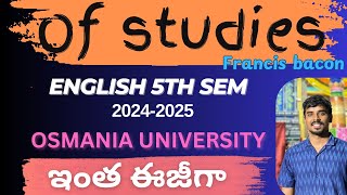 ofstudies Of studies by Francis bacon summary english 5th semester Osmania university [upl. by Alekal19]