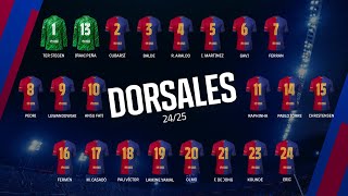 Los dorsales oficiales del FC Barcelona para la temporada 202425 [upl. by Nole]