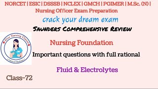 72 NCLEX solution Saunders nursing foundation fluid amp electrolytesimportant questions [upl. by Edouard]