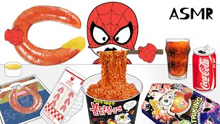 Convenience Store Food 킬바사 소시지 불닭볶음면 편의점 먹방 Spiderman Mukbang ㅣanimation mukbang [upl. by Hedges298]